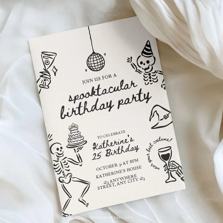 Custom Halloween Party Invitation design for birthdays and adult events
