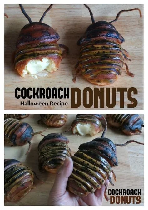 Halloween fried cockroach donut recipe with crispy coating