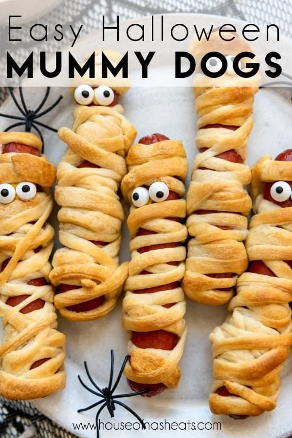 Halloween Mummy Dogs wrapped in dough for spooky snacks