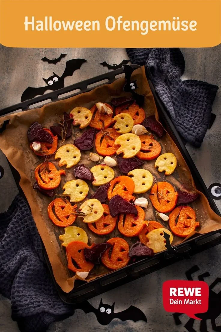 Spooky Halloween Ofengemüse and cookies, perfect for Halloween recipes.