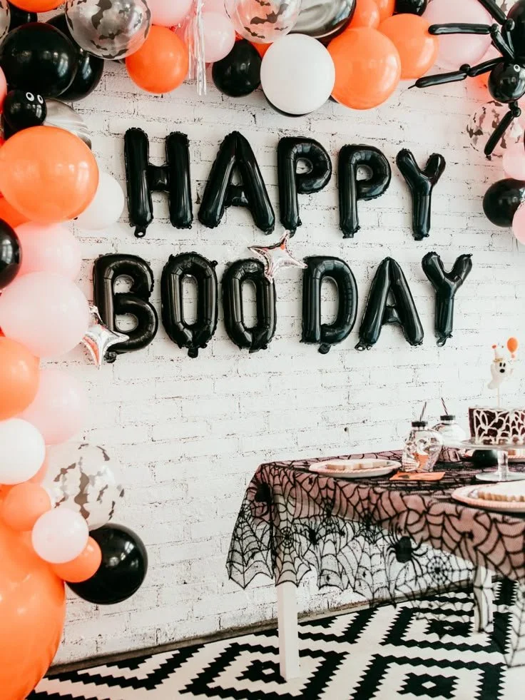 Girly Halloween birthday party decorations and themes for a Happy Boo Day celebration