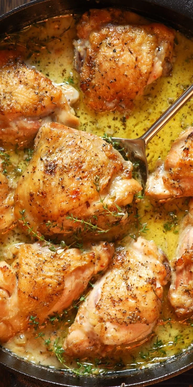 Herb roasted chicken served in a creamy white wine sauce