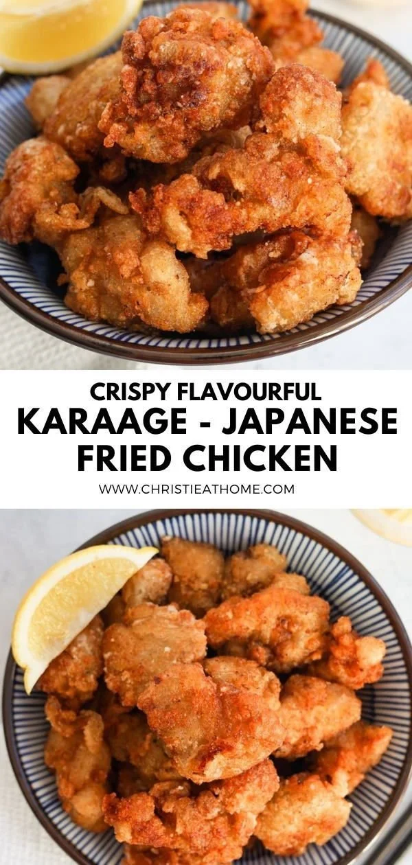 Deliciously crispy Karaage, Japanese fried chicken served with dipping sauce.