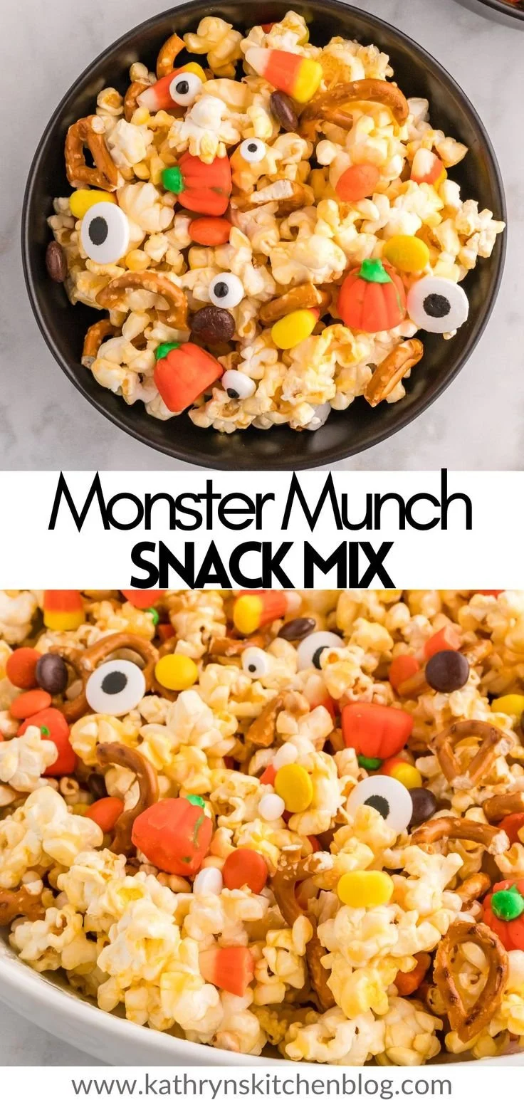 Delicious Monster Munch Snack Mix in a colorful bowl