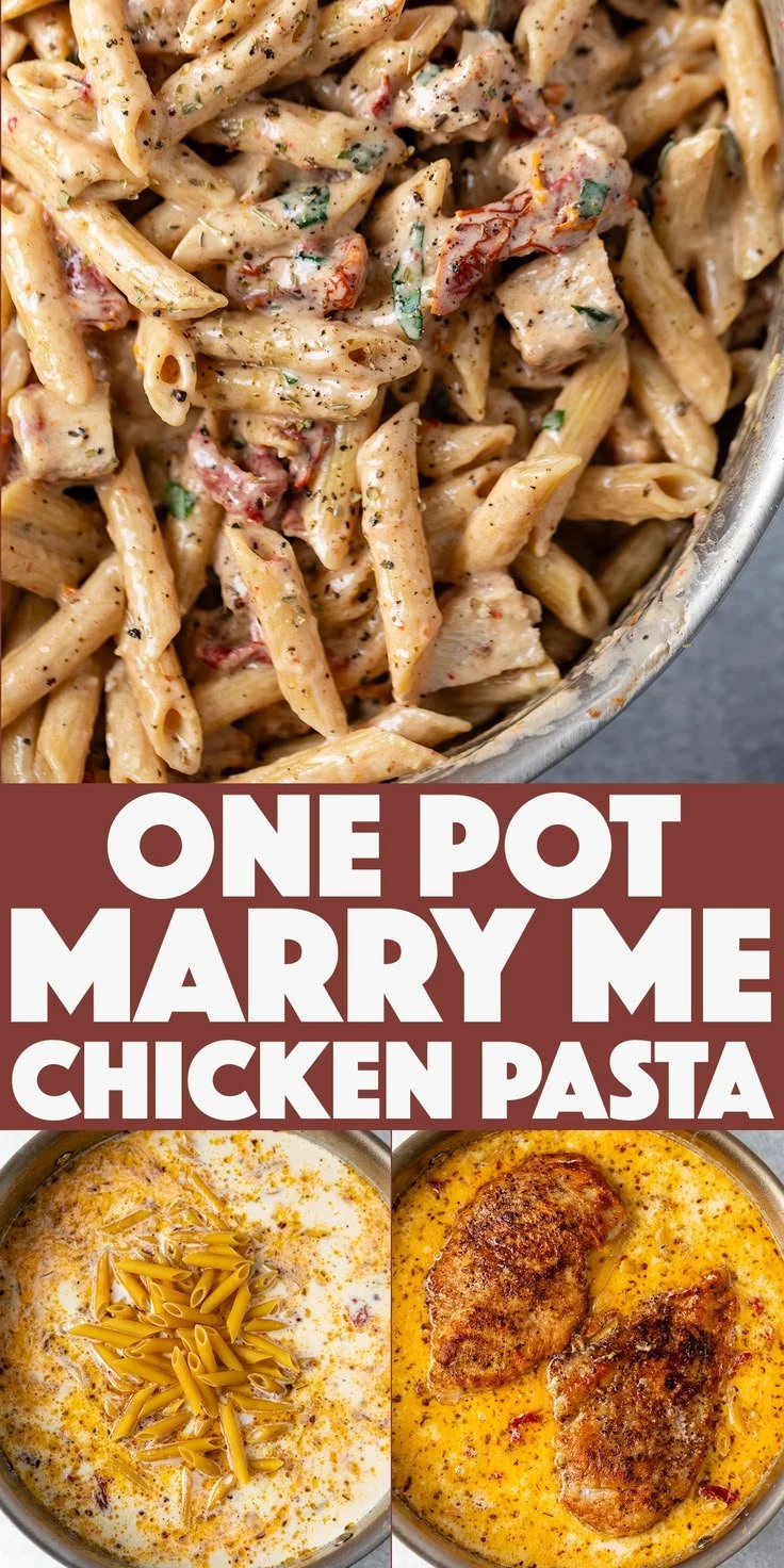 One Pot Marry Me Chicken Pasta with chicken breast and penne in creamy sauce