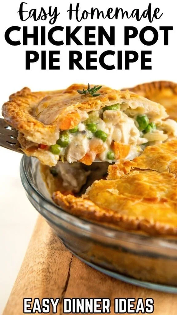 Delicious homemade chicken pot pie ready to serve in a warm bowl.