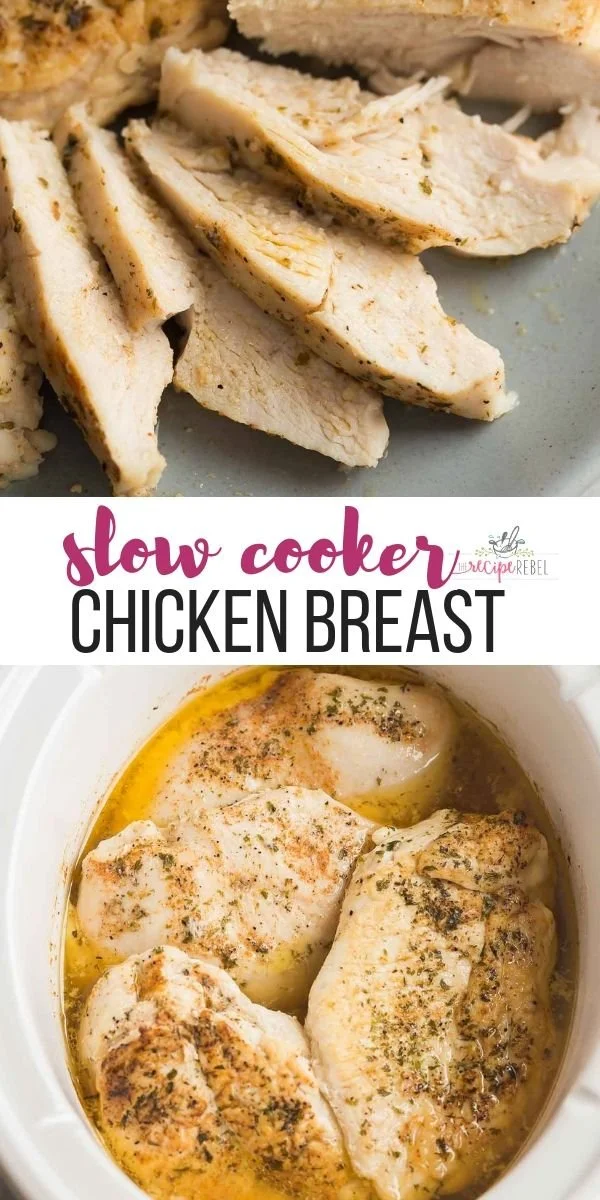Slow cooker chicken breast cooked to perfection with spices and herbs