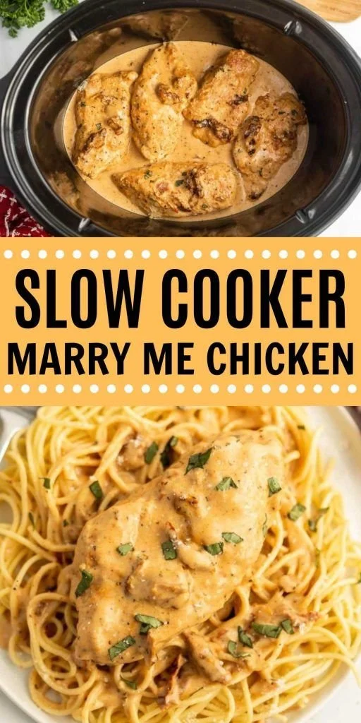 Slow Cooker Marry Me Chicken with creamy sauce garnished with herbs
