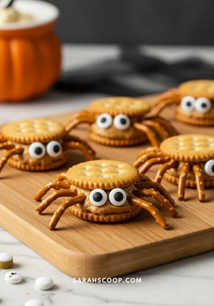 Plate of crunchy spider crackers, a unique and flavorful snack.