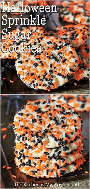 Spooktacular Halloween sprinkle sugar cookies decorated for Halloween
