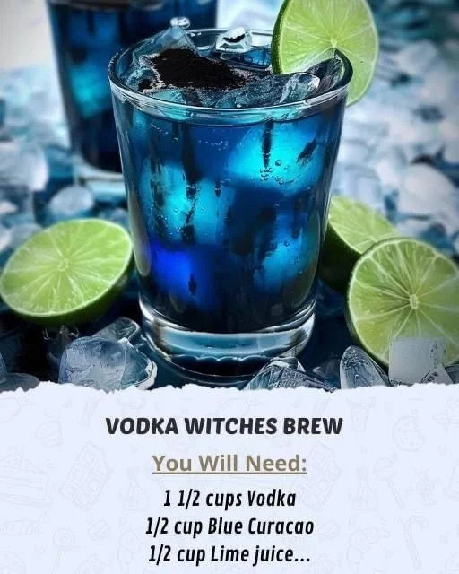 Halloween cocktails with blue curacao vodka and witch-themed alcoholic drinks